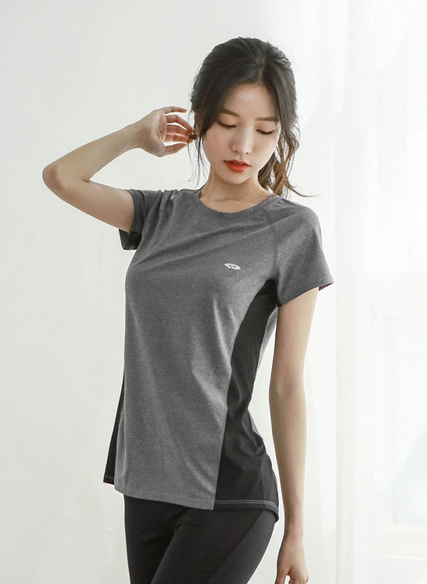 サイドメッシュ切替Tシャツ, 韓国ファッション