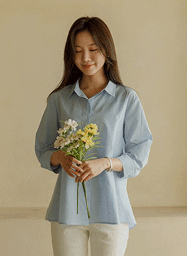 美しいフィット Aライン 7分丈 シャツ 韓国