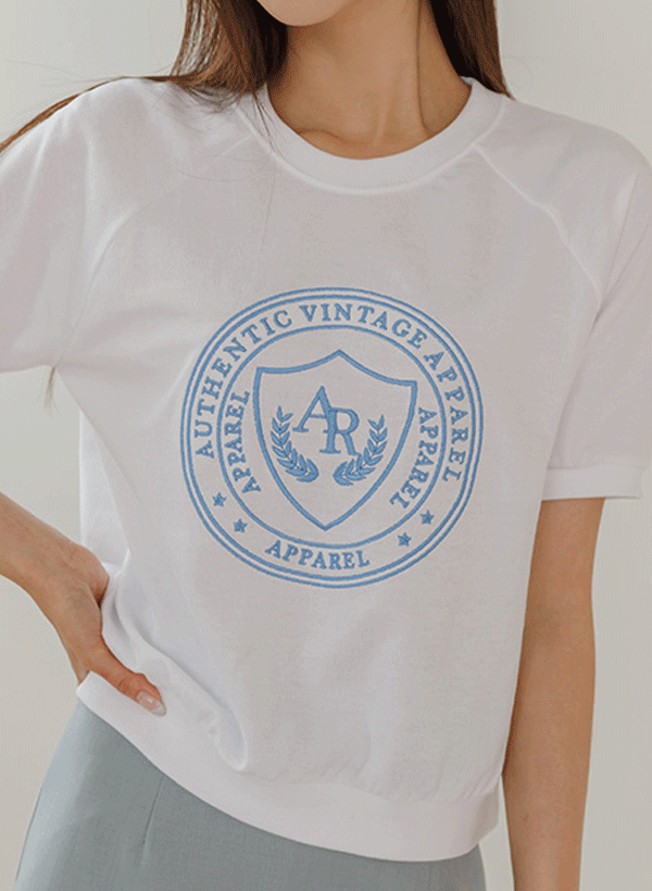 エーアル 刺繍 半袖セーター 韓国
