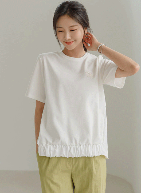 ヒル 配色 刺繍 セーターTシャツ 韓国